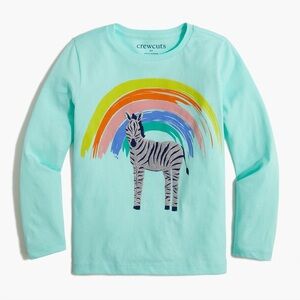 GIRLS CREWCUTS teal zebra long sleeve tee, size 8-9 (m)